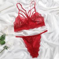 Polyester Bra and Panties Set & skinny style red Set