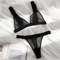 Polyamide Bra and Panties Set & skinny style black Set