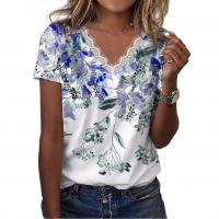 Spandex & Polyester Plus Size Women Short Sleeve T-Shirts & loose printed PC