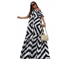 Spandex & Polyester Plus Size One-piece Dress & loose striped PC