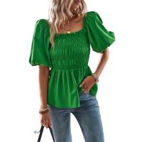 Polyester Vrouwen short sleeve blouses Solide meer kleuren naar keuze stuk