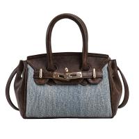 PU Leather & Denim Easy Matching Handbag attached with hanging strap PC
