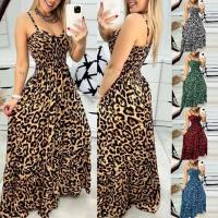 Polyester High Waist Slip Dress large hem design leopard PC