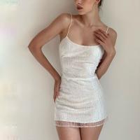 サテン スリップドレス 単色 白 一つ