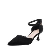 Rubber & Suede High-Heeled Shoes Solid Pair