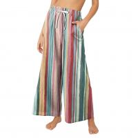 Spandex & Polyester Women Long Trousers & loose printed striped PC