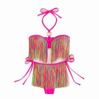 Polyester Tassels Bikini & skinny style fuchsia Set