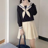 Polyester Frauen Sailor Kostüm, Schwarz,  Festgelegt