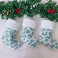 Polyester Christmas Decoration Stocking christmas design leopard blue PC