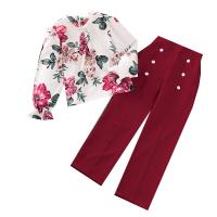 Polyester Mädchen Kleidung Set, Hosen & Nach oben, Gedruckt, mehr Farben zur Auswahl,  Festgelegt