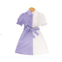 Polyester Meisje Eendelige jurk Lappendeken twee verschillende gekleurde stuk