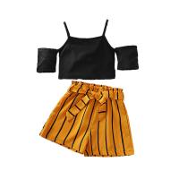 Polyester Slim Girl Clothes Set & two piece Pants & top patchwork striped Set