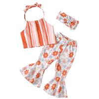 Polyester Slim Girl Clothes Set & three piece Hair Band & Pants & top printed Others multi-colored Set