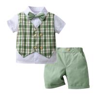 Cotton Slim Boy Clothing Set & two piece Pants & top patchwork Others green Set