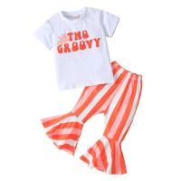 Cotton Slim Girl Clothes Set & two piece Pants & top patchwork Others two different colored Set