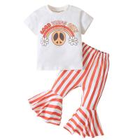 Cotton Slim Girl Clothes Set & two piece Pants & top patchwork Others two different colored Set