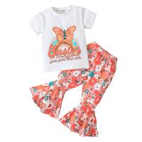 Cotton Slim Girl Clothes Set & two piece Pants & top printed Others two different colored Set