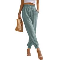 Polyester High Waist Women Casual Pants & with pocket Solid PC