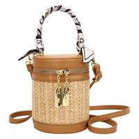 Straw & PU Leather Easy Matching Handbag attached with hanging strap PC