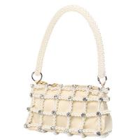 Acrylic & Polyester Easy Matching Handbag with rhinestone beige PC