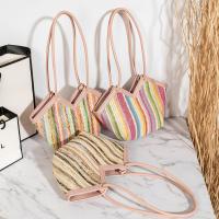 Synthetic Leather & Straw Easy Matching & Bucket Bag Woven Tote PC