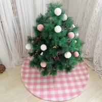 Polyester Jupe d’arbre de Noël Plaid Rose pièce