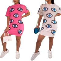 Polyester T-shirt Kleid, Gedruckt, mehr Farben zur Auswahl,  Stück