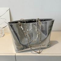 PU Leather Shoulder Bag with chain & large capacity & soft surface crocodile grain PC