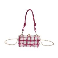 Acrylic & PU Leather Easy Matching Shoulder Bag with chain & transparent plaid PC