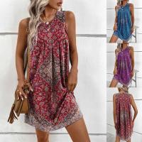 Polyester One-piece Dress & loose printed geometric PC