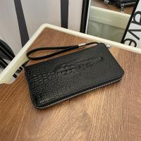 PU Leather Wallet Multi Card Organizer & soft surface crocodile grain black PC