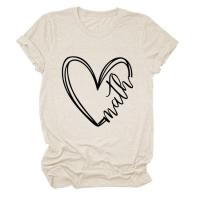Cotton Women Short Sleeve T-Shirts & loose printed heart pattern PC