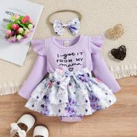 Cotton Baby Jumpsuit with hair accessory printed PC