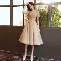 Sequin & Polyester Waist-controlled Long Evening Dress see through look  embroider Solid PC