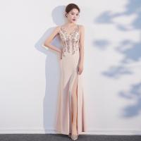 Sequin & Polyester Plus Size Long Evening Dress side slit patchwork PC