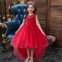 Polyester Princess Girl One-piece Dress & short front long back Solid PC