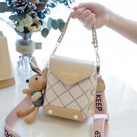 PU Leather Handbag with hanging ornament & with chain & durable Argyle PC