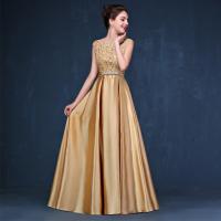 Polyester Waist-controlled & floor-length Long Evening Dress backless embroider Solid PC