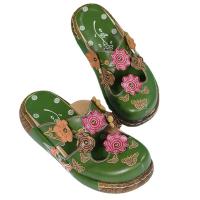 PU Leather Slipper & anti-skidding & breathable floral Pair
