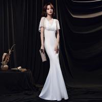 Polyester Slim & Mermaid Long Evening Dress patchwork Solid PC