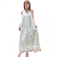 Lace One-piece Dress large hem design & loose embroidered PC