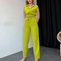 Polyester Women Casual Set spring and summer design & slimming Long Trousers patchwork Solid Set