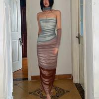 Polyester Slim & High Waist Tube Top Dress patchwork PC