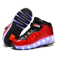 Thermo Plastic Rubber & PU Leather LED glow Children Wheels Shoes stretchable Pair