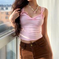 Polyester Camisole midriff-baring patchwork Solid PC