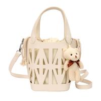 Polyester Cotton & PU Leather Easy Matching Handbag with hanging ornament & attached with hanging strap & hollow PC