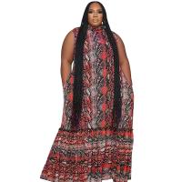 Polyester Plus Size One-piece Dress & loose printed PC