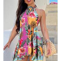 Polyester One-piece Dress backless printed PC