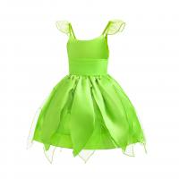 Polyester Princess Girl One-piece Dress Solid green PC