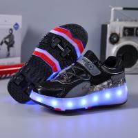 Rubber & PU Rubber & PU Leather Children Wheels Shoes with color-changeable Led & stretchable & detachable Pair